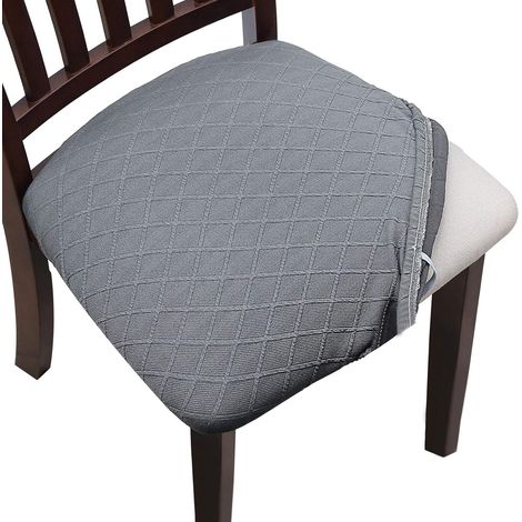 Housses de siège de chaise en élasthanne extensible – Housses de coussin amovibles et lavables anti-poussière pour salle à manger, cuisine, bureau (lot de 6, gris clair) (1/5)