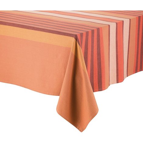 Nappe de Table Rectangulaire en Coton Recyclé Terracotta Facile à Entretenir 170 x 250 cm - PANGIVO