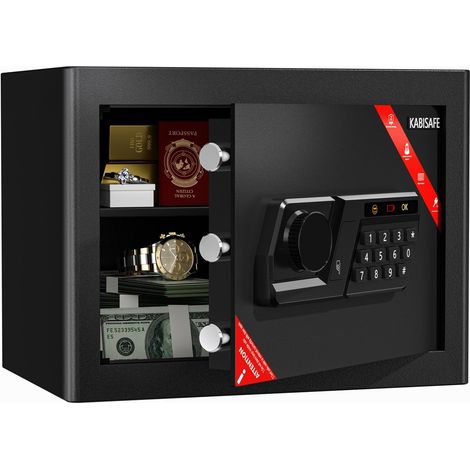 Coffre-fort 25L Acier Verrou à code Clés Type-C Alarme code erroné Éclairage LED Mural Poser Pour Maison, Bureau, Hôtel Sécuriser Bijoux, Argent, Documents A4 Passeport (1/5)