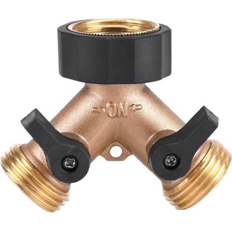 Répartiteur Distributeur Y 2 Voies pour Tuyau d'alimentation 3/4, Raccord Double Robinet Connecteur de Tuyau, Raccord Y pour Tuyaux d'Arrivée d'Eau avec Robinet d'Arrêt pour Irrigation de Jardin.(EU) (1/5)