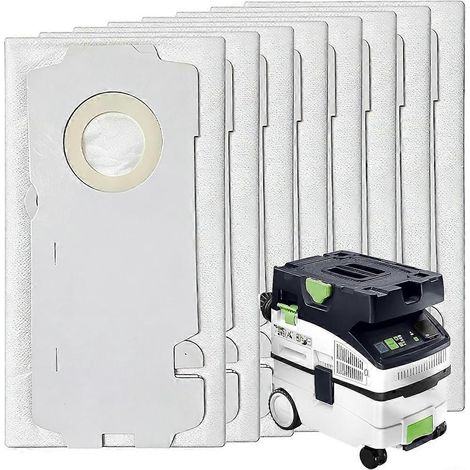 Lot de 8 sacs aspirateurs 204308 compatibles avec les modèles Festool 204308, CT MINI, CT MIDI, CT MINI I, CT MIDI I, CTC MINI/MIDI et CT15 (1/5)