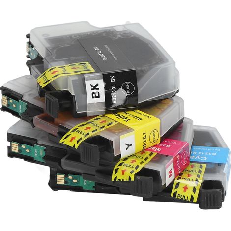 Lot de 4 cartouches d'encre LC3213 noir cyan magenta jaune pour imprimante DCP J572DW compatible remplacement (1/5)