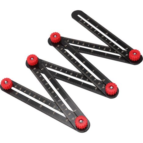 Règle de mesure multi-angles en alliage d'aluminium avec repère de perçage, outil de mesure pour trous de carrelage et ouvertures, pour l'ingénierie (6 plis)