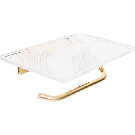 Porte-papier hygiénique de luxe doré avec étagère, porte-rouleau en acrylique sans perforation, accessoires de salle de bain (1/5)