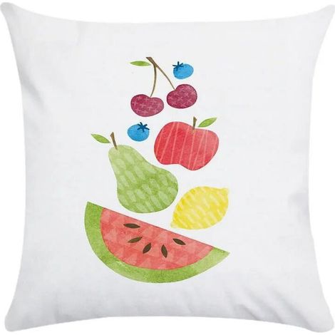 Taie D'oreiller Coton Lin - Imprimé Fruit Peinture à l'huile - Double Face - Pour Canapé Lit Bureau Voiture - 40x40 cm (1/5)
