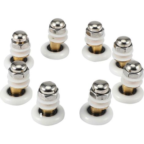 Lot de 8 roulettes de suspension pour porte coulissante de douche en verre de 25 mm de diamètre, poulies excentriques pour meuble de salle de bain coulissant (1/5)