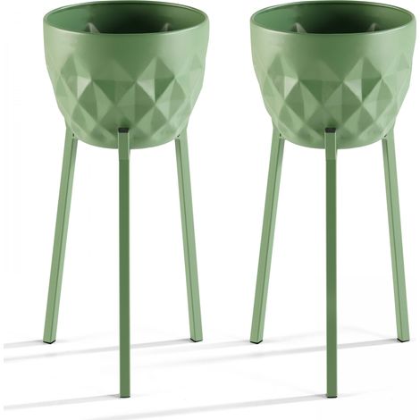 Lot de 2 caches pots en métal Vert Cactus - Palavas