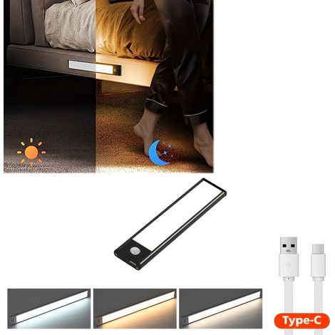 Lámpara LED con sensor de movimiento – Carga USB inalámbrica – Luz nocturna ultrafina de 10 cm para armarios, cocinas, dormitorios y roperos.