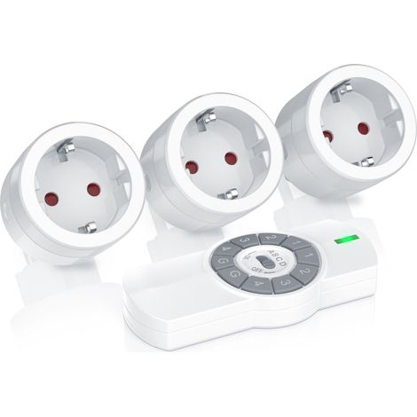 BEARWARE Funksteckdosen-Set für den Innenbereich 3x Funksteckdosen + Fernbedienung / max. 25m (1/4)