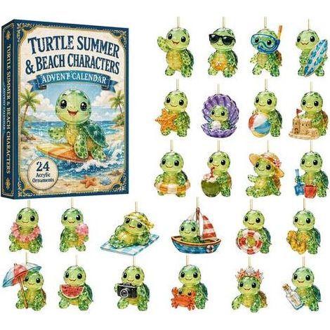 Coffret cadeau de Noël amusant avec trou, décoration tortue de plage, calendrier de l'Avent, boîte surprise de Noël (1/5)
