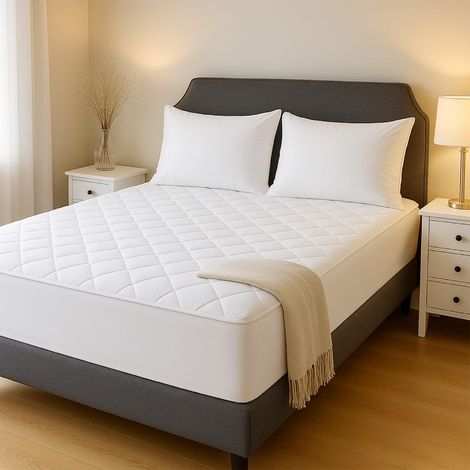 Home Protège-matelas matelassé, ultra doux à 3 couches avec jupe profonde, respirant et hypoallergénique - Lavable en machine (180 x 200 + 35 cm) (1/5)