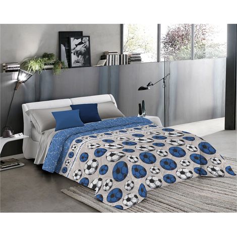 Trapunta invernale made in italy in 2 misure e  4 colori fantasia Calcio NeroBlu - Singolo