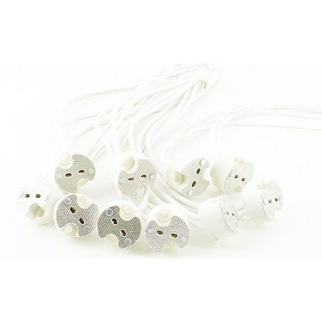 Lot de 10 douilles MR16 GU5.3 céramique – 12V – Connecteur avec 12CM de câble – Normes CE et ROHS (1/2)