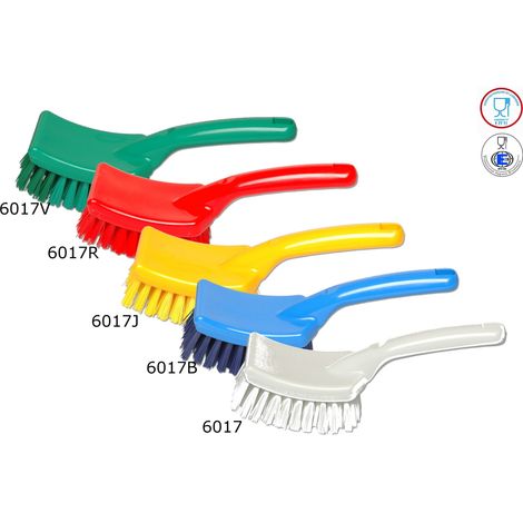 Brosse Hygiène Professionnelle HACCP a Manche 26 cm - Fibre PBT Mi-Dure - Sterilisable 140C - Codage Couleur Jaune