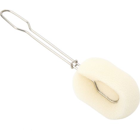 Brosse de nettoyage pour biberon avec tête en éponge remplaçable et manche long, idéale pour les biberons de bébé. (1/5)
