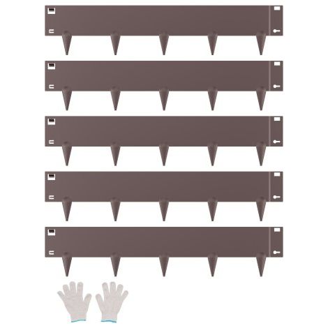 Rasenkante, 5er-Pack, 990x207x1,5 mm, rostbeständige Metall-Beeteinfassung, biegbare Garteneinfassung, Beetumrandung, einfach zu installieren, Blumenbeet-Hofweg-Teiler, braun (1/5)