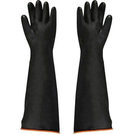 Gants en latex noir, 1 paire, 55 cm, résistant aux acides/alcalis/travail de sécurité industrielle, gants de protection (1/4)