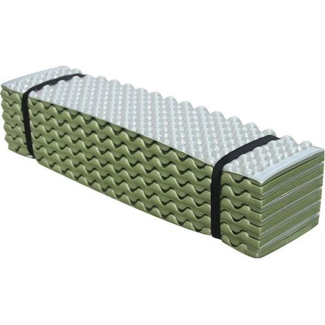 Tapis de Camping D'extérieur Double Face Résistant à l'humidité pour Randonnée, Pique-Nique, Yoga, Rangement Compact, Argent avec Vert Armée 61"x24"x0,8 (1/5)