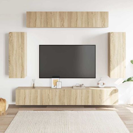 vidaXL Set muebles de salón TV 6 pzas madera ingeniería roble Sonoma (1/5)