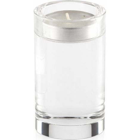 Bougeoir Haut Rond en Verre Transparent Photophore Décoratif de Table 5,3x5,3x10 cm - PANGIVO (1/5)