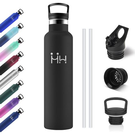 Gourde Inox 1L, Bouteille Isotherme Acier Inoxydable, Anti Fuite et, Isolation À Double Paroi Sous Vide, Gourde avec Paille, pour Bureau, Gym, Cyclisme, Camping, Alpinisme (1/5)