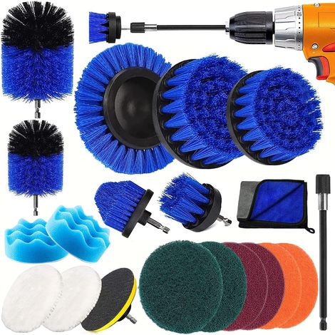20Pièces Brosse Perceuse, Multifonctionnel Brosse pour Perceuse, Brosses Nettoyage Perceuse Drill Brush Set pour Voitures, Bains, Cuisines, Carreaux, Barbecue (1/5)