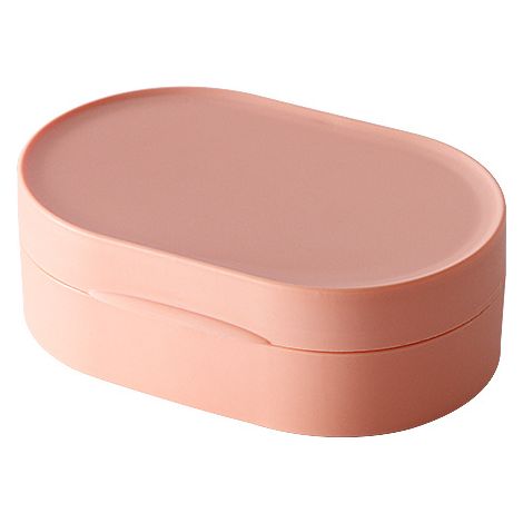 Ellipse 2Pcs Shower Soap Dish, Round and Oval Soap Box, Plastic Travel Soap Dish (Pink) (1/5)