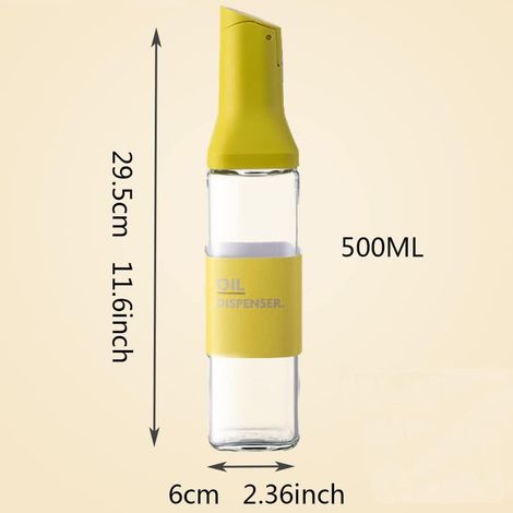 Distributeur d'huile d'olive et de vinaigre, facile à remplir et à nettoyer, flacon à épices liquides pour la cuisine, 500 ml (jaune) (1/4)