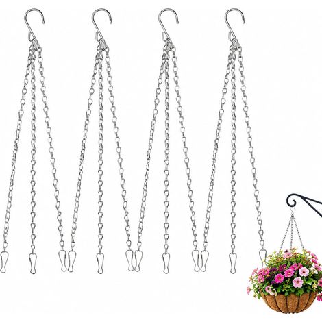 4 Sets Chaînes Métalliques pour Suspension, Chaîne de 40 cm avec Crochets pour Panier Suspendu, Pot de Fleur, Jardinière de Balcon, Mangeoire, Lanterne et Décoration Extérieure (1/5)