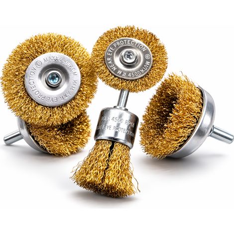 SET DI 5 SPAZZOLE METALLICHE PER TRAPANI CON VELOCITÀ MASSIMA DI 4500 GIRI/MIN - DISCO, COPPA E SPAZZOLA