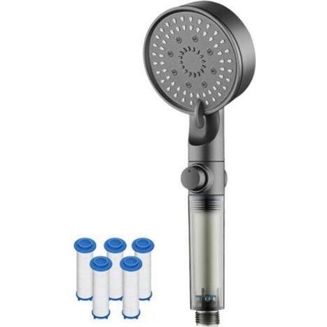 Pommeau De Douche - Haute Pression - 5 Modes De Jet - Filtre Économie D'eau - Acier Inoxydable - Universel - 1 Pièce (1/5)