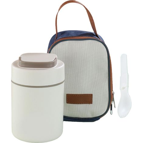 Grande boîte bento en acier inoxydable 304, étanche et isotherme, capacité élevée, avec sac et cuillère. (1/5)