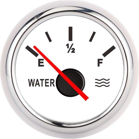 Indicatore di livello dell'acqua, struttura semplice e solida in acciaio inossidabile + ABS, indicatore di livello dell'acqua per barche, camion, camper, generatori/gruppi elettrogeni (bianco)
