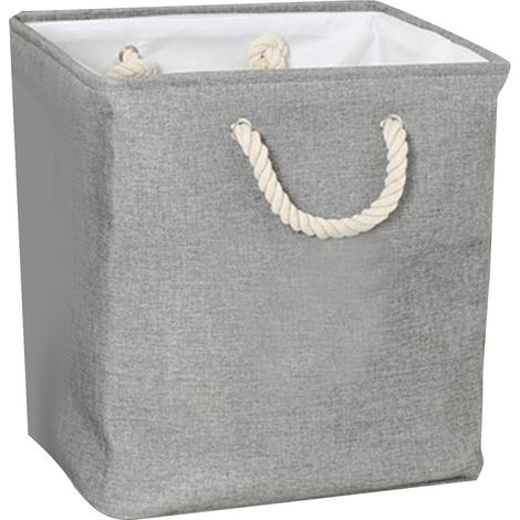 Panier de rangement en tissu EVA dur pliable, corbeille à linge en coton avec poignée, pour jouets et snacks, gris (1/5)
