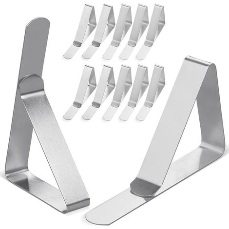 Tischdeckenklammern - 12er-Set Tischdeckenklammern aus rostfreiem Edelstahl - Geeignet für Tische bis zu 4,6 cm Dicke (1/5)