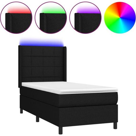 Cadre de lit en tissu noir avec matelas LED, dimensions 80x200 cm (1/5)