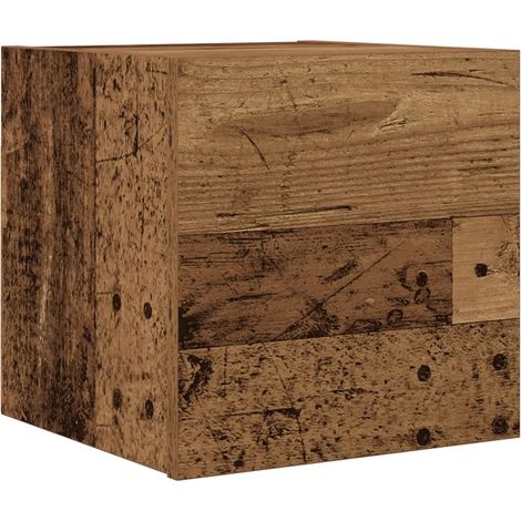 Meuble TV mural vintage pratique rangement 30,5 x 30 x 30 cm en bois d'ingénierie vieux bois (1/5)