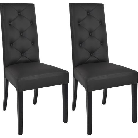 TREVI - Lot de 2 Chaises Simili Noir et Pieds Laqués (1/3)
