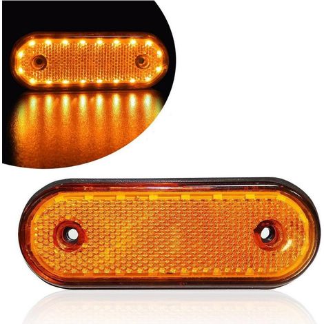 Feu De Position - 20 LED - 12 V / 24 V - IP67 - Jaune Orange Blanc - 115 X 10 Mm - 80 Mm Entre Trous - 1 Pièce