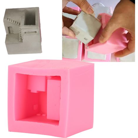 Moule en Silicone pour Béton et Savon, Forme Maison Décorative Artisanat DIY (1/4)