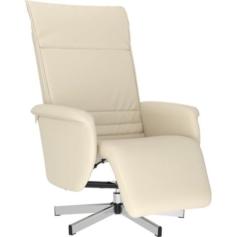 Chaise longue relax avec repose-pieds intégré – Fauteuil inclinable en cuir synthétique beige, design ergonomique et confort maximal pour salon ou chambre (1/5)