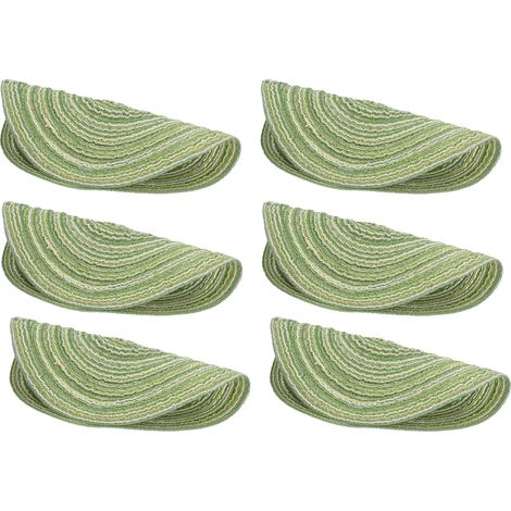 Set de table rond en ramie fait main de style japonais, set de table épais en spirale, dessous de verre tissé, dessous de plat, tapis isolant thermique de style occidental, vert. (1/5)