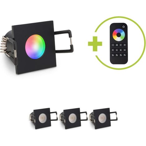 Einbaustrahler Mini Livorno eckig 3W RGBW IP65 - Farbe: schwarz matt - Anzahl: 4x (1/5)