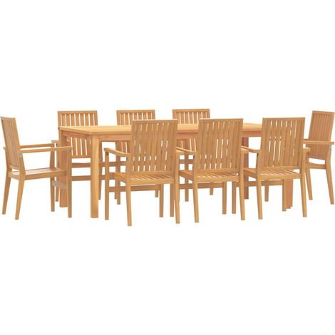 Maison Exclusive - 9-tlg. Garten-Essgruppe Massivholz Teak