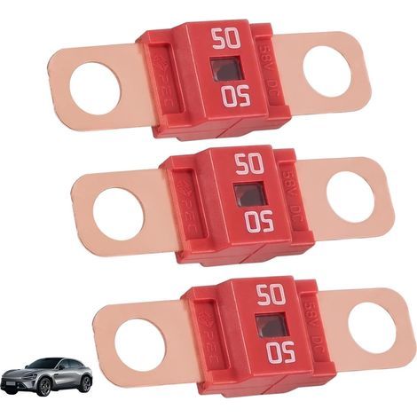 3 Pièces Fusibles Midi 50A, Fusible Voiture, Haute Tension 12V-58V, Compatible avec Voitures, Camions, Véhicules de Construction, Bus, Caravanes (1/5)
