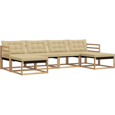 Outdoor Sofa Set with Cushion 6 pcs White and Beige vidaXL