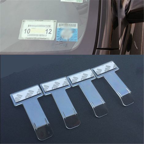 Porte-ticket de stationnement en plastique 4 pièces, support pour ticket de voiture, organisateur de pare-brise, accessoire intérieur automobile