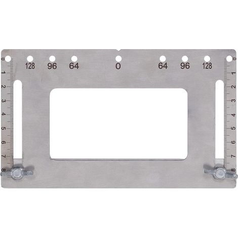 CCYKXA Gabarit de réglage pour armoires, détecteur de trous, outil d'installation de poignées de meubles, argent, acier inoxydable, avec échelle de précision pour armoires (1/4)