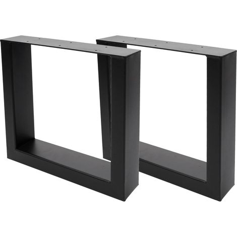 [NON UTILIZZATO] Set 2x gambe piedi rettangolari per tavoli scrivanie HHG-886 37x40cm ferro verniciato colore nero