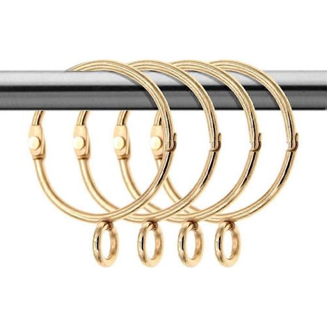 UBIUO Lot de 20 anneaux de rideaux dorés ouvrables, boucles métalliques antirouille avec œillets. (1/5)